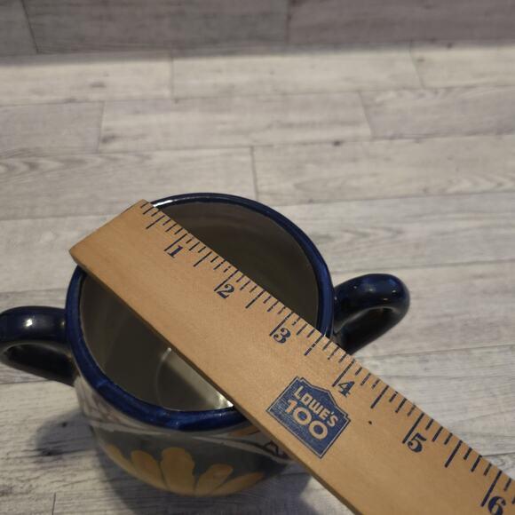 Lidded Talavera Mexico Terracotta Hand Painted Bowl With Handles - Picture 12 of 15